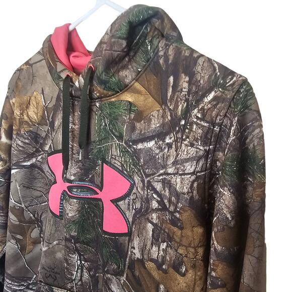 Under Armour Womens Realtree Camo Hoodie Sweatshirt Size M Hunting Hot Pink Logo - Picture 6 of 8